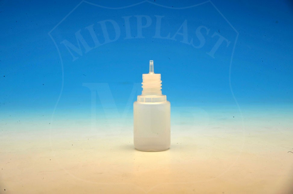 MidiPlast - MB380 - Flacone da 10 ml tondo per ricarica sigaretta elettronica con beccuccio contagocce e tappo autocentrante